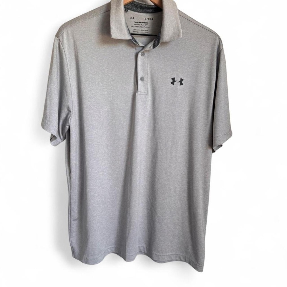 Under Armour Heather Grey Playoff Performance Golf Polo Shirt - Size Large